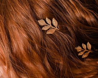 Leaf Bobby Pins, Rose Gold Branch Hair Pin Twig Bobbies  display picture 1
