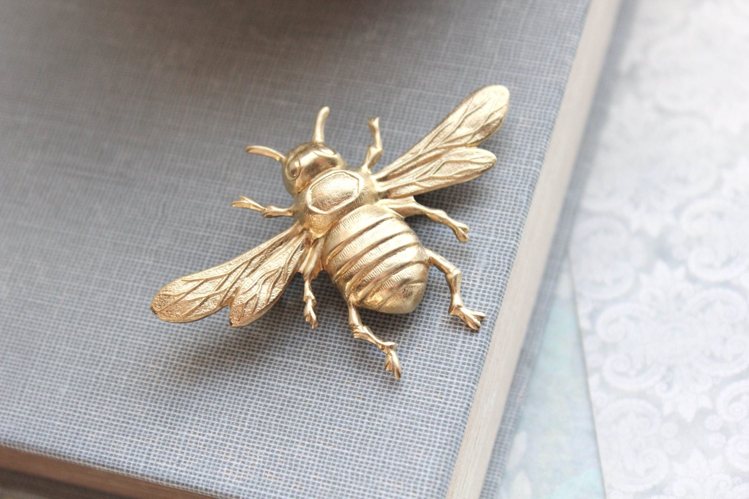 Her Raw for Entomology Wings Lapel Bee Nature Brooch Brass Woodland Natural Vintage Style History Etsy Rustic Pin Gold Israel Bee Brooch Gift Insect -