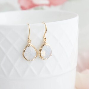 Light Green Glass Earrings, Sparkling Chrysolite Glass Jewel, Modern Pear Drop Earrings Sparkle Gold Teardrop Gift for Women Bridesmaids image 7