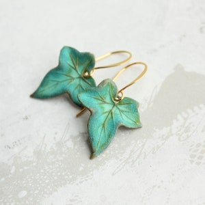 •IVY LONG• patina gold dangle earrings