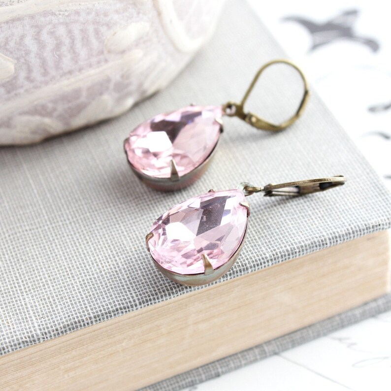 Pink Earrings Glass Dangle Earrings Light Pink Jewel Pink Etsy