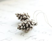 Silver pinecone earrings, Pine Cone earrings, Rustic Nature Jewellery, Winter Woodland, Gift for Women, Small Drop Earring, Nickel Free