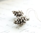 Silver pinecone earrings, Pine Cone earrings, Rustic Nature Jewellery, Winter Woodland, Gift for Women, Small Drop Earring, Nickel Free