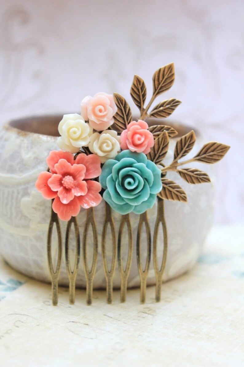 Flower Hair Comb Bridal Flowers for Hair Leaf Rustic Branch Etsy