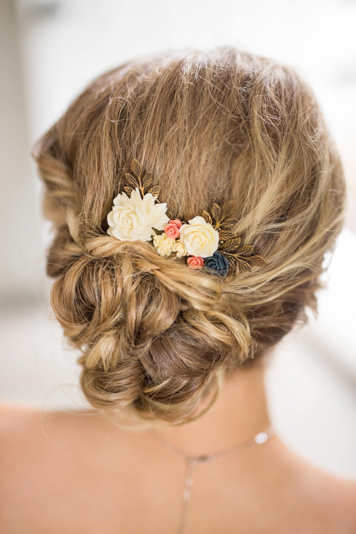 Floral Hair Piece Red and Gold Wedding Bridal Hair Comb Etsy