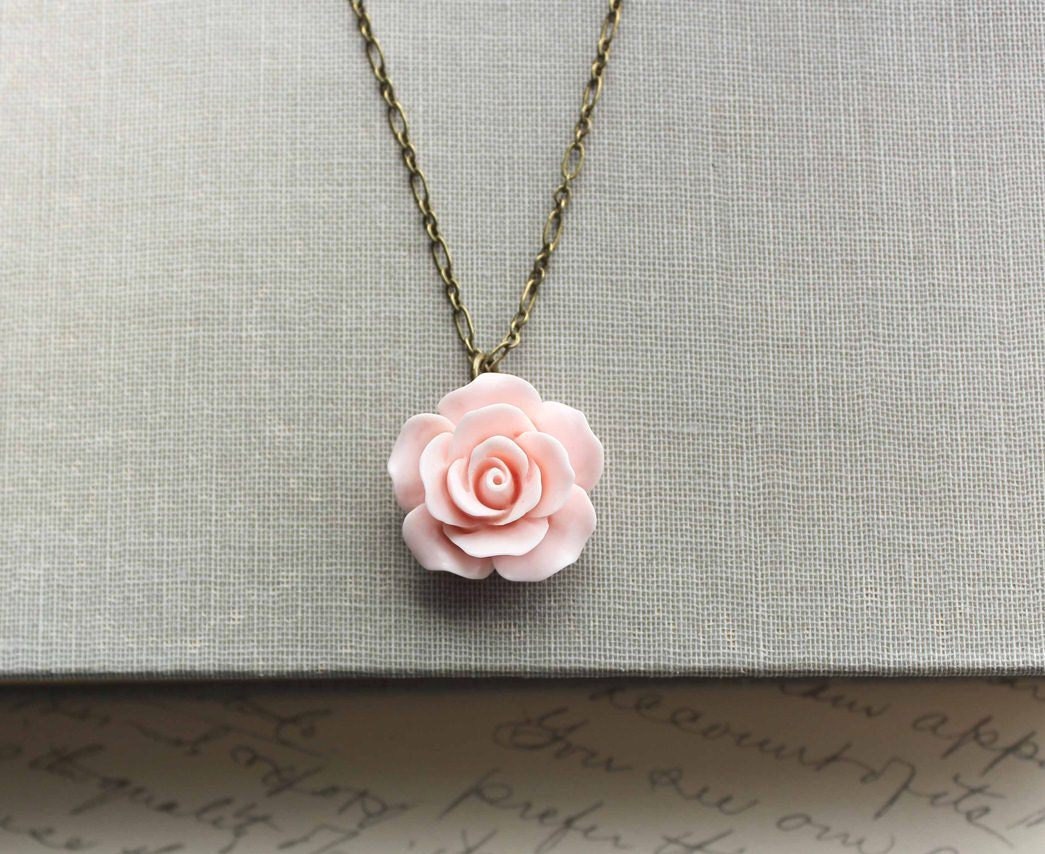 Pink Rose Necklace Country Chic Flower Jewelry Pastel Fashion - Etsy Canada