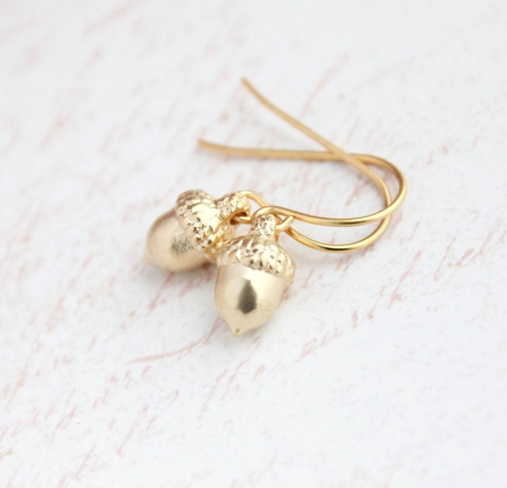 Matte Gold Acorn Earrings