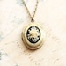 Locket Necklace Ivory and Black Flower Cameo Pendant Antique Gold Brass Photo Picture Locket Vintage Style Romantic Gift For Mother