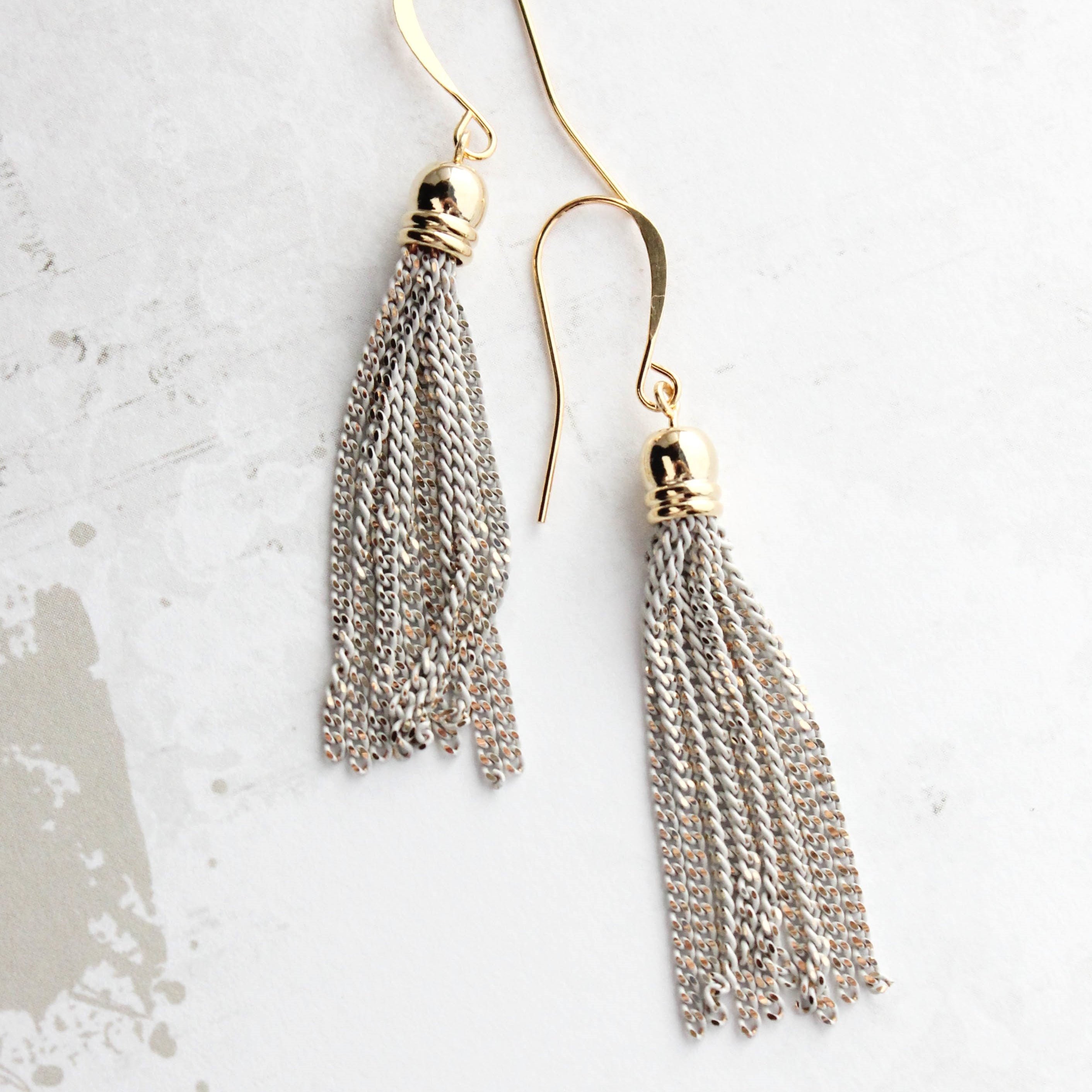 Chain tassel best sale earrings