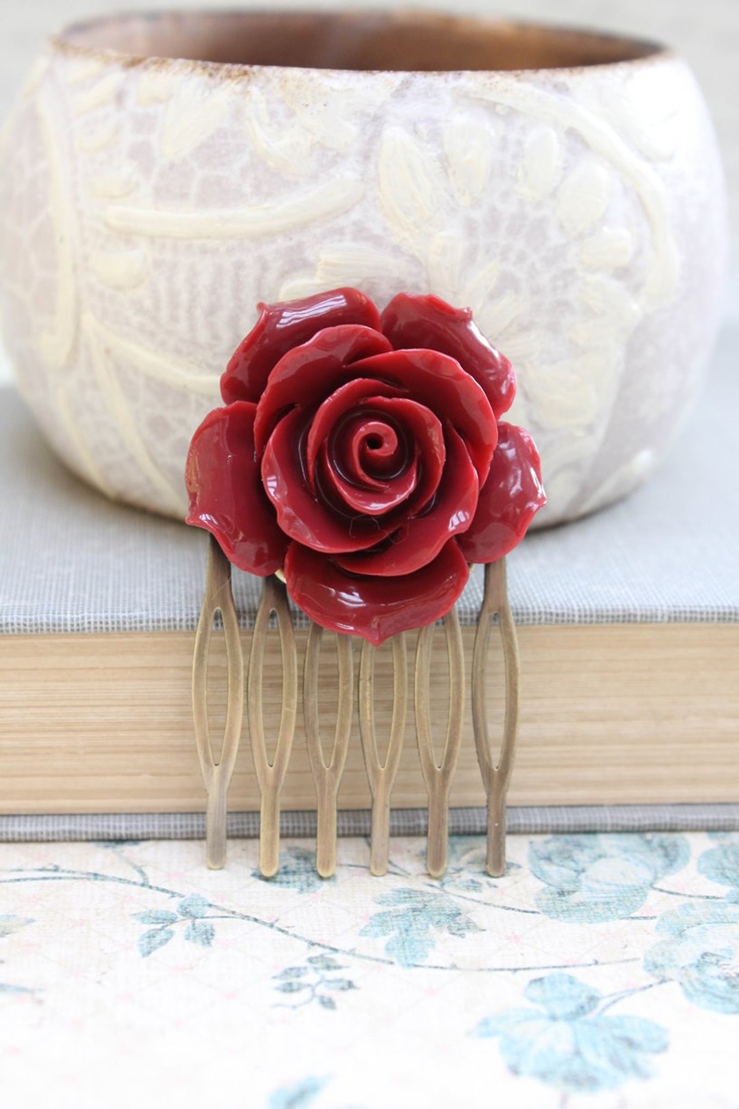 Kercisbeauty Rose Red Hair Comb For Flamenco Dancer Wedding Bridal Headpiece - View #7
