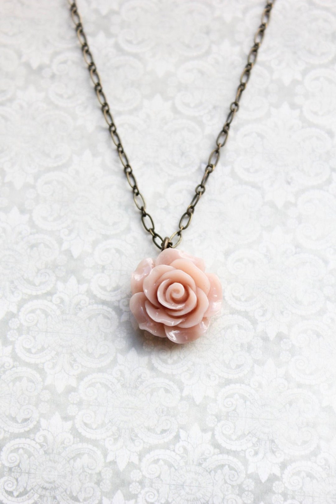 Blush Rose Necklace Romantic Vintage Inspired Spring Wedding - Etsy