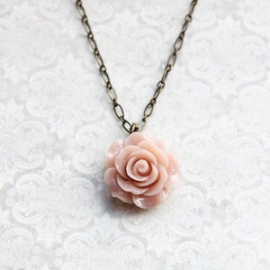 Blush Rose Necklace Romantic Vintage Inspired Spring Wedding | Etsy
