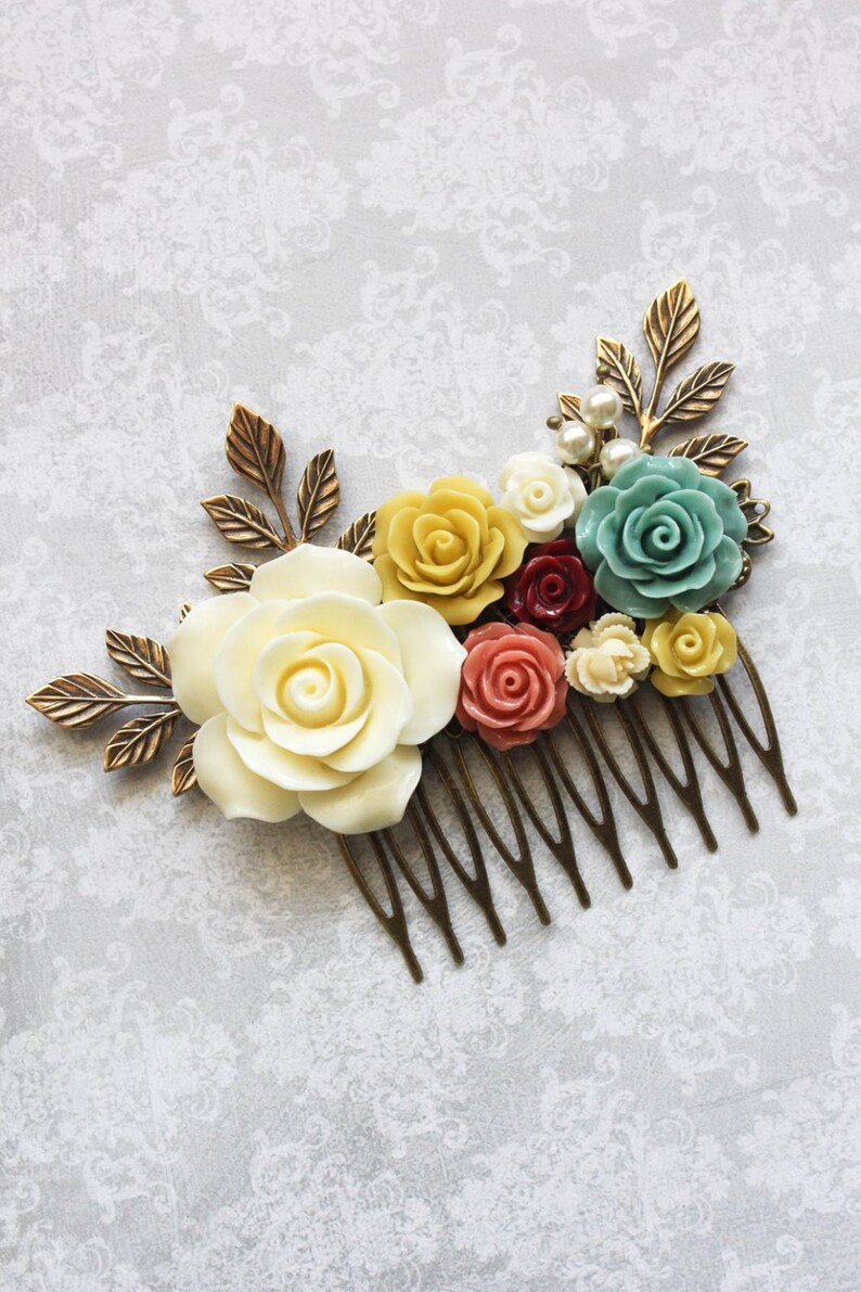 Rustic Bridal Hair Comb Floral Hair Slide Bridal Hair Piece Etsy