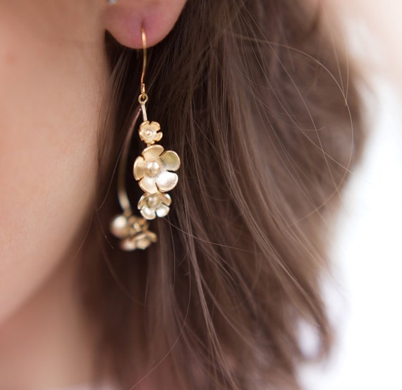 Floral Hoop Earrings Black • And [&] The Store