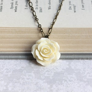 Cream Rose Necklace Romantic Country Chic Floral Jewellery - Etsy