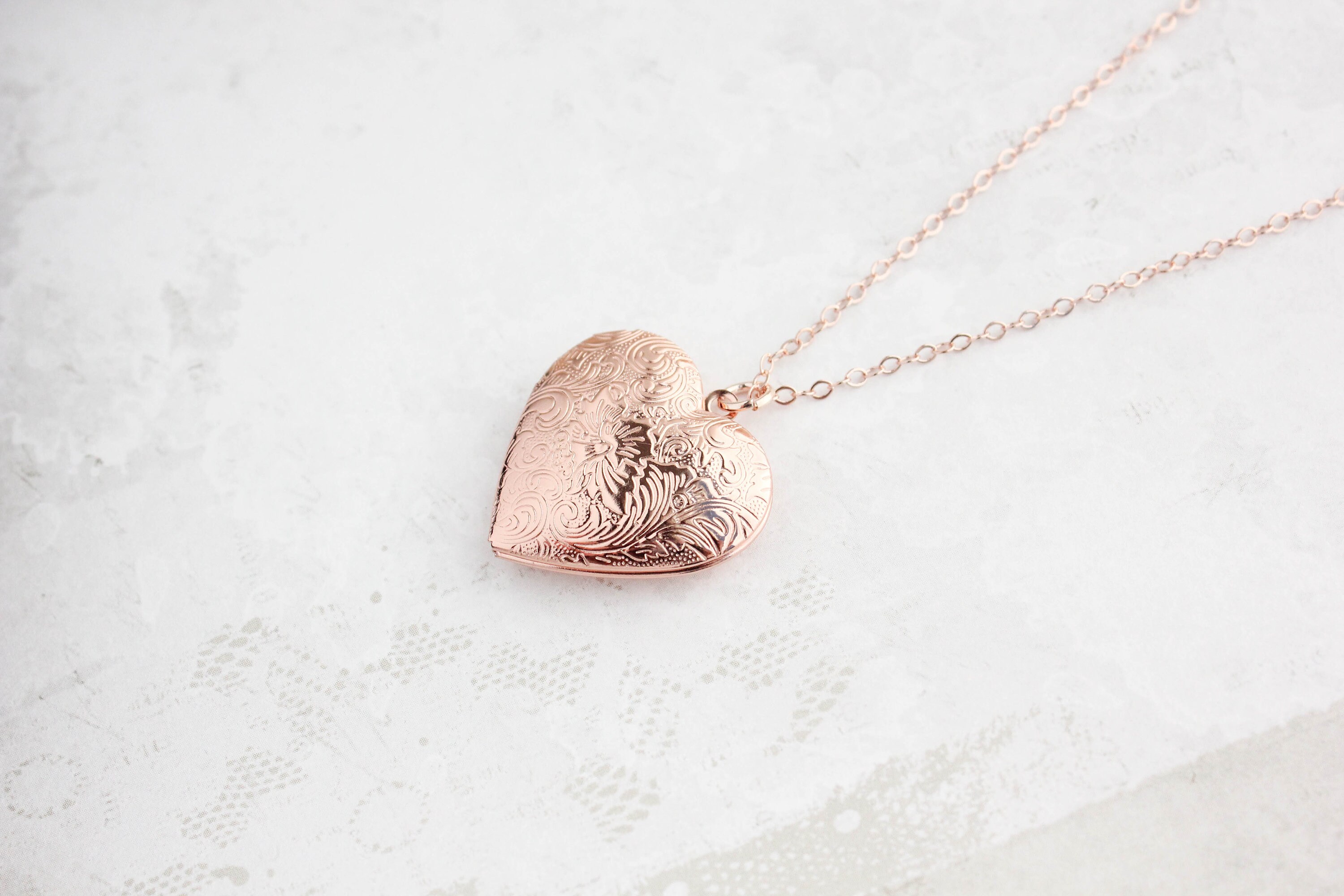 Rose Gold Locket Necklace Heart Locket Photo Locket Pendant | Etsy