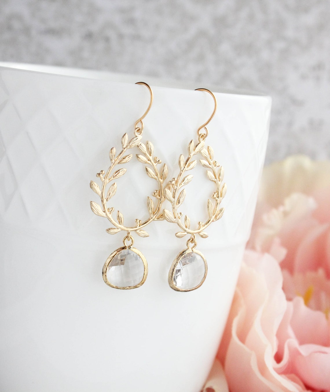 Golden Laurel Dangle Earrings Gold ZGLE01/710