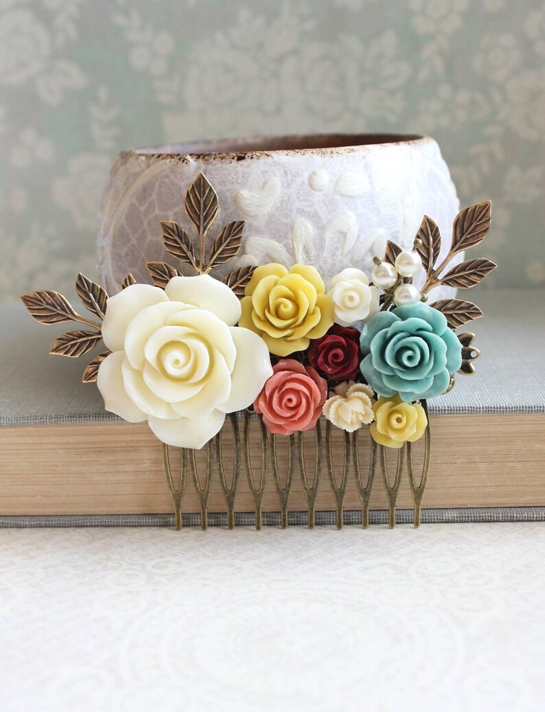 Rustic Bridal Hair Comb Floral Hair Slide Bridal Hair Piece Etsy