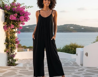 Loose Fit Jumpsuit | Weites Bein Cami Romper, Sommer Casual Outfit