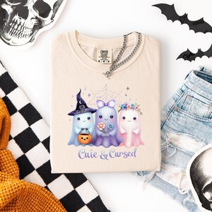 Ghost Trio Unisex T-shirt, Cute and Cursed Halloween Tee, Spooky Shirt, Haunted Clothing, Paranormal Fashion, Ghostly Gift