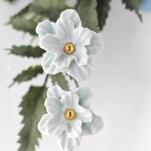Handmade Blue Floral Earrings, Blue Earrings, Flower Earrings, Polymer Clay Jewelry, Flower Studs, Lightweight Earrings, Low Tide Clay