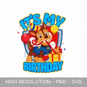 Paw Birthday Shirt Design PNG & SVG | It's My Birthday T-Shirt Sublimation | Paw Dog Party Clipart for Kids Printable Download