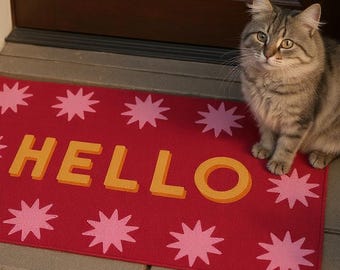 Felpudo de bienvenida con diseño de estrella, felpudo minimalista y bonito, felpudo estético, regalo moderno para inauguración de casa, decoración neutra para la puerta principal.