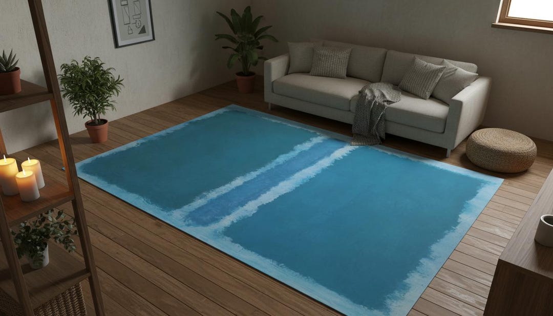 Blue Abstract Area Rug | Rothko Style Color Field - Etsy