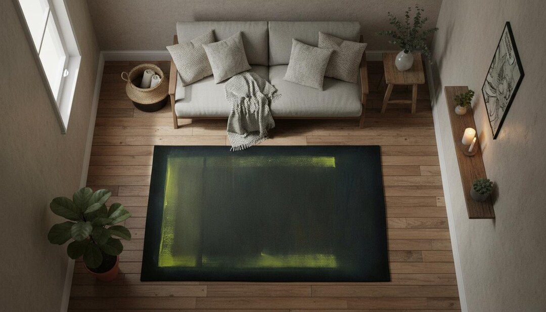 Rcc Rugs Emerald Green Rothko Style Rug | Modern Abstract Art - Etsy