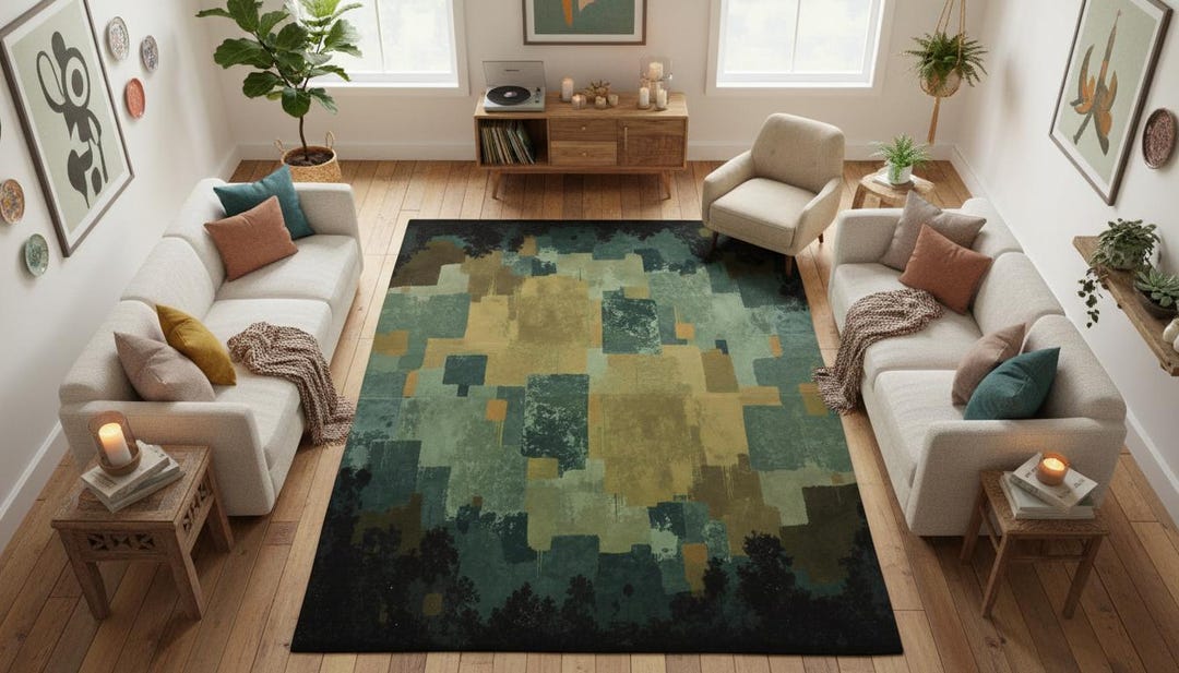 Mark Rothko Rug Green Rothko Rug – Abstract Art, Modern Boho Area Carpet - Etsy