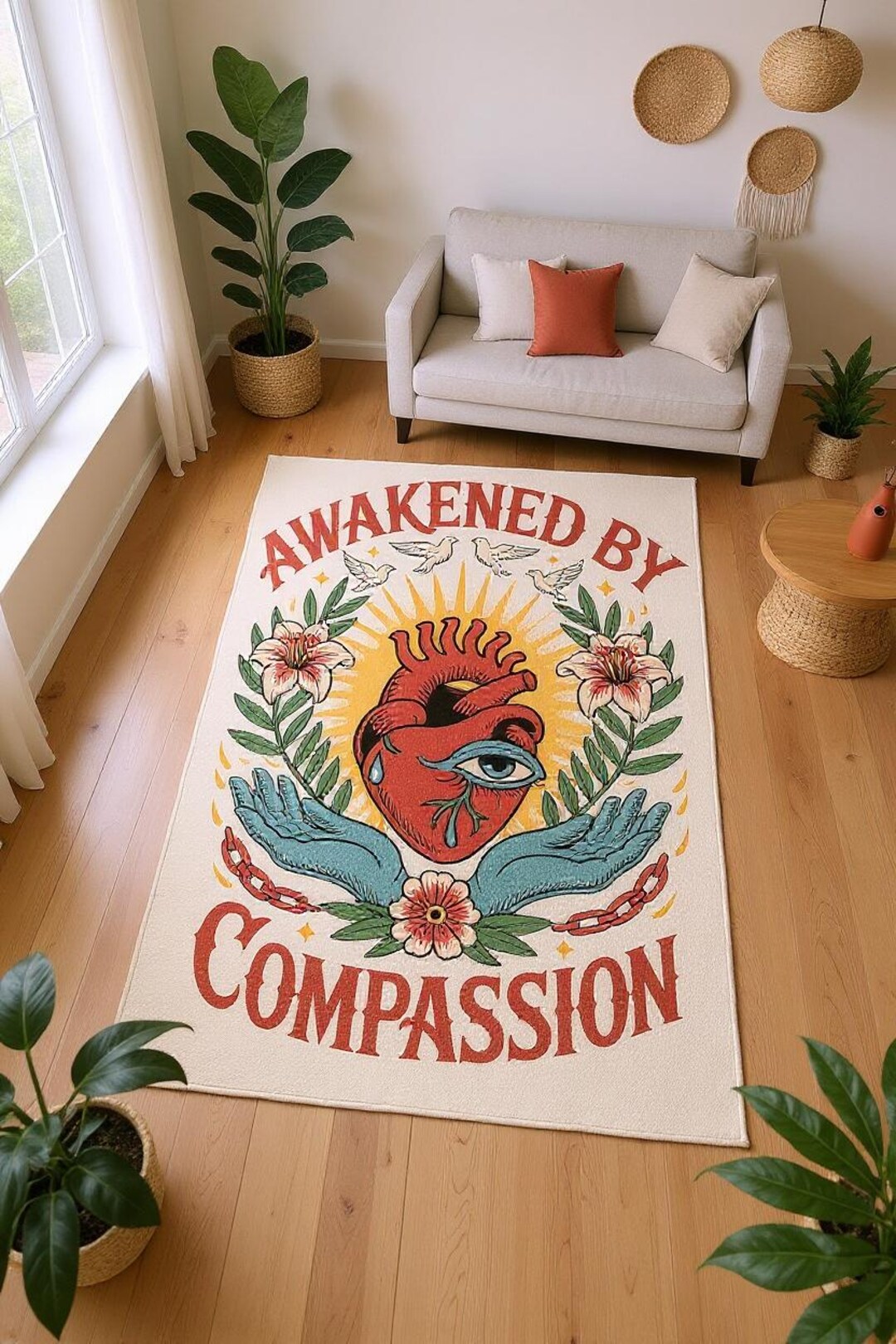 Vintage 90s American Retro Rug, Dark Boho Floor Decor - Etsy