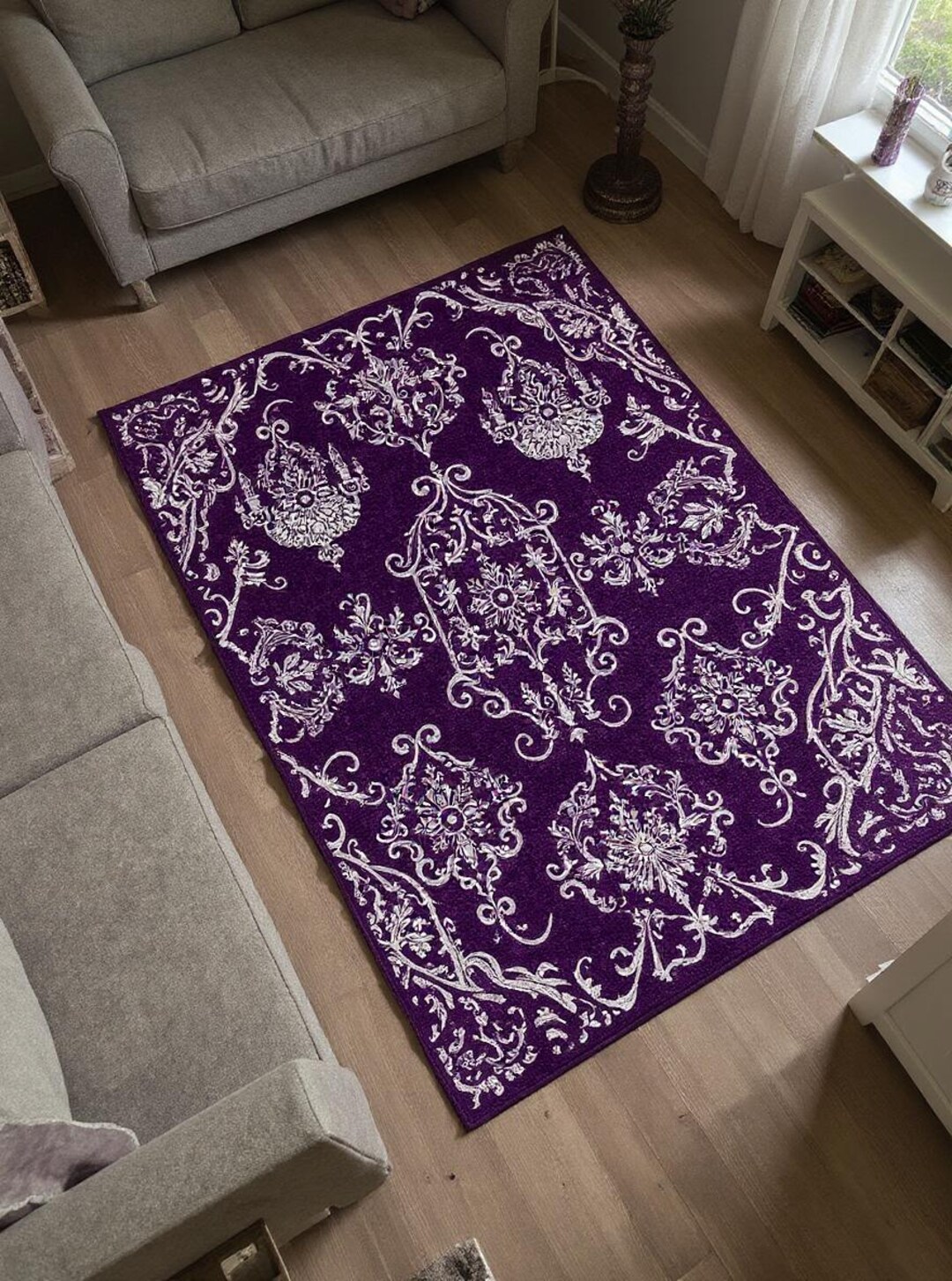 Victorian Purple and White Rug, Gothic Home Decor - Etsy