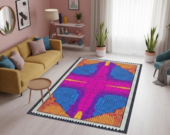 Vibrant Abstract Rug – Colorful Modern Art Floor Decor