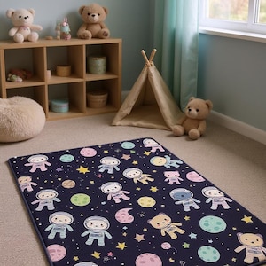 Galaxy Animal Baby Rug,Cute Space Creatures,Nursery Play Mat,Toddler Room Carpet,Space Adventure Baby Rug,Cute Animal Nursery Decor,