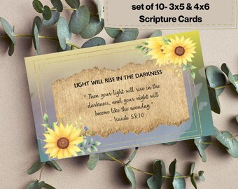 Sunflower Scripture Cards: Christian Bible Verse Prints (Digital Download)