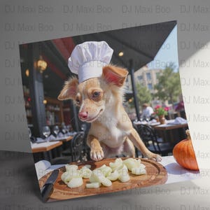 Chef Dog Digital Art, Printable Digital Art for Instant Download, Restaurant Scene, Culinary Pup, Whimsical Kitchen Decor, Foodie Pet Print