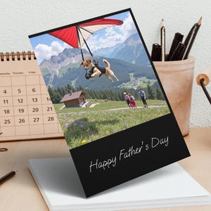 Drachen Drachen Vatertags Karte Digital, Lustige Hund Papa Karte, Einzigartige Haustier Liebhaber Geschenk, Druckbare Karte Download, Canine Abenteuer