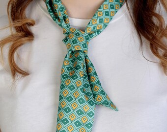 Green Tie Scarf (4.5"x 39"), Silk Feel Neck Scarf, Solid Color Ribbon, Narrow Hair Scarf, Purse Scarf, Yellow Green Scarf