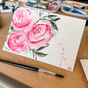 Original Hand-Painted Watercolor Greeting Card | Loose Floral Design | Blank Inside | One-of-a-Kind Stationery Gift