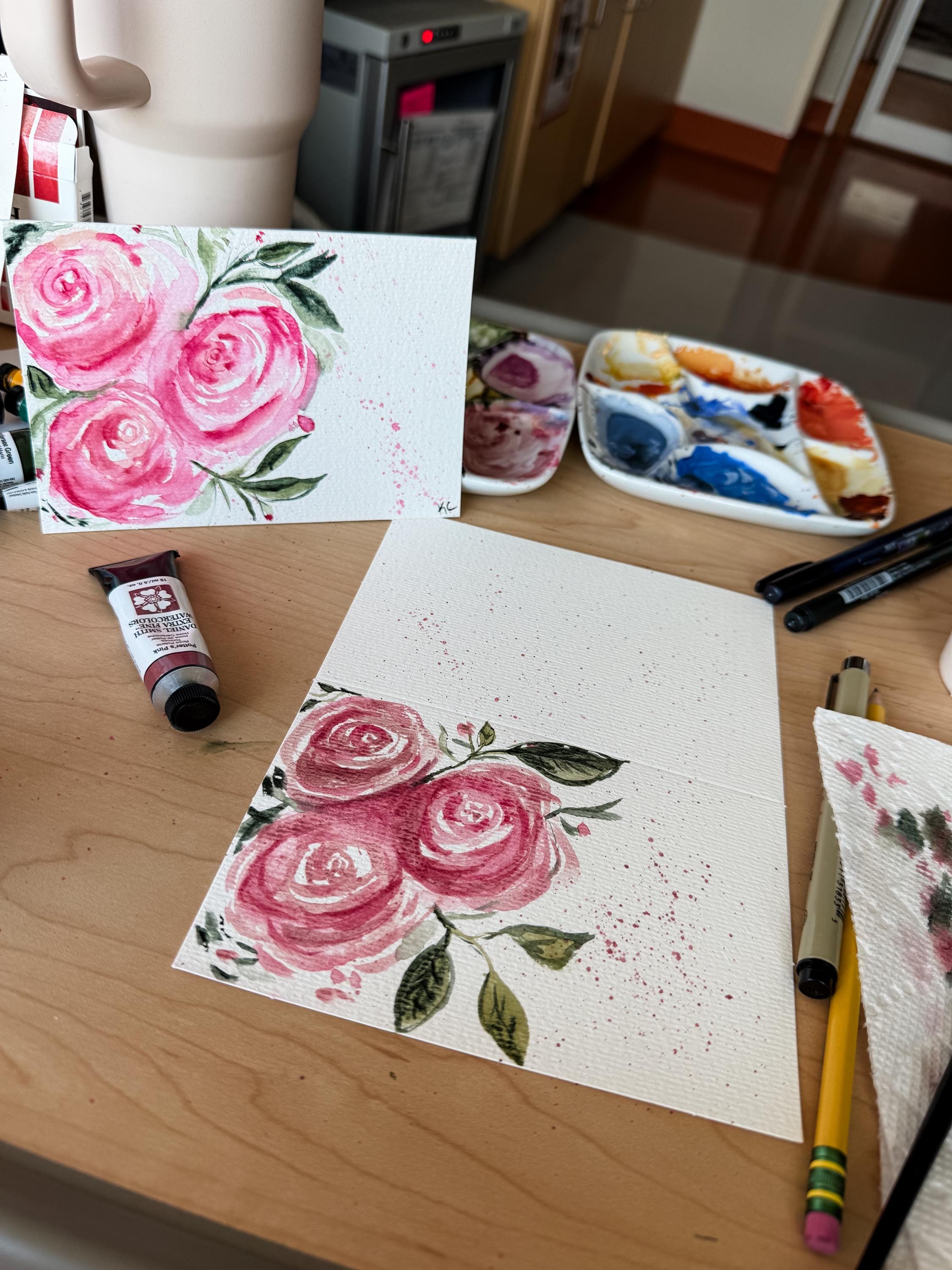 Original Hand-painted Watercolor Greeting Card | Loose Floral Design ...