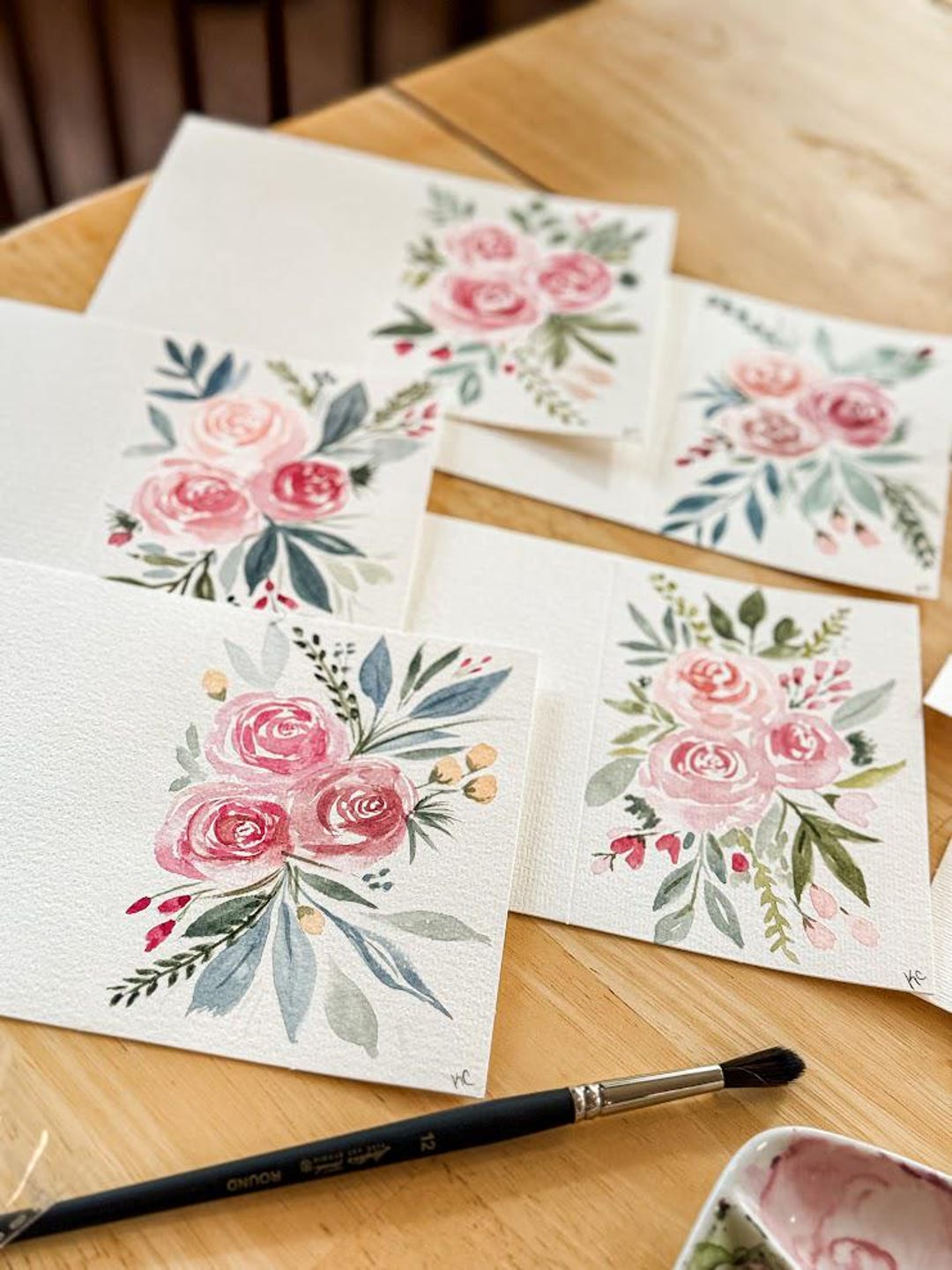 Original Hand-painted Watercolor Greeting Card | Loose Floral Design ...