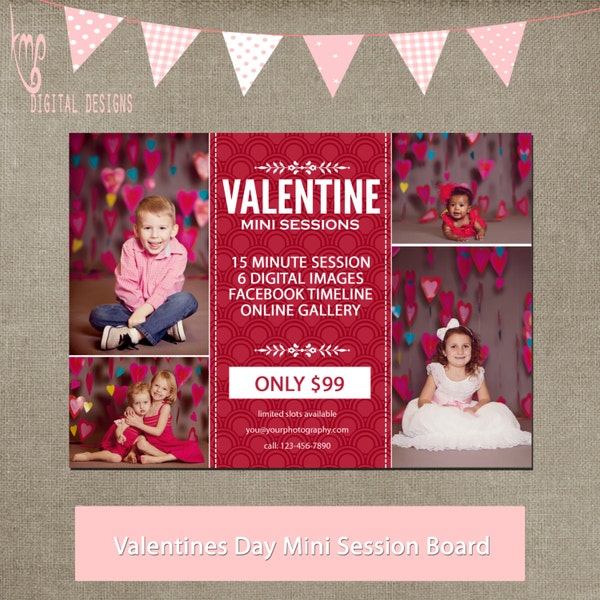 valentine mini session promo square flyer read hearts mini blog marketing board post template INSTANT DOWNLOAD CS and Elements
