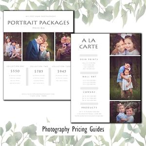 Photography Pricing Template, PSD Template, Price Guide List for Photographers, INSTANT DOWNLOAD, Pricing Guide, Photo Price List