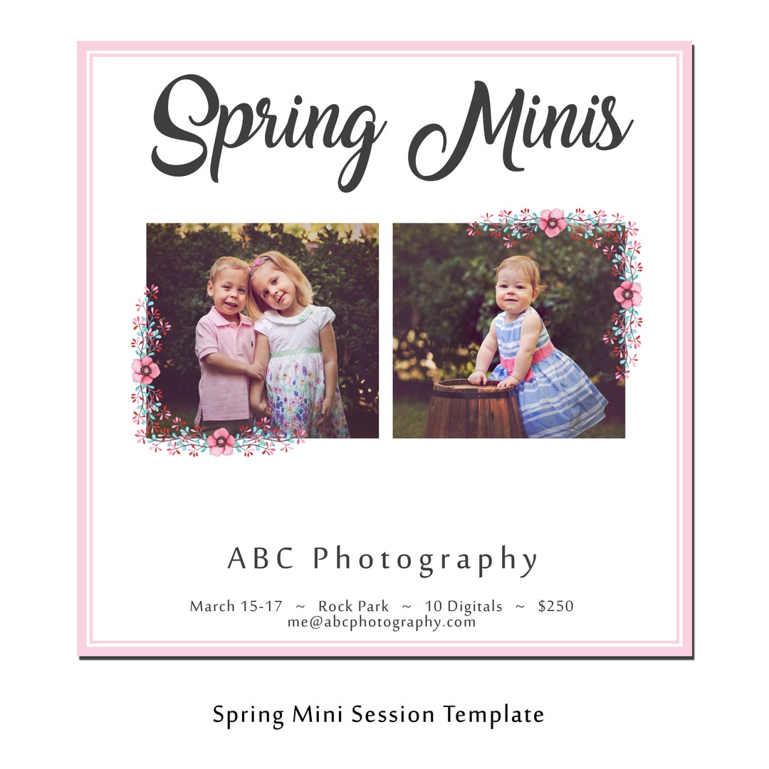 Spring or Easter Mini Session Template Flyer Pastel Mini Blog Marketing ...