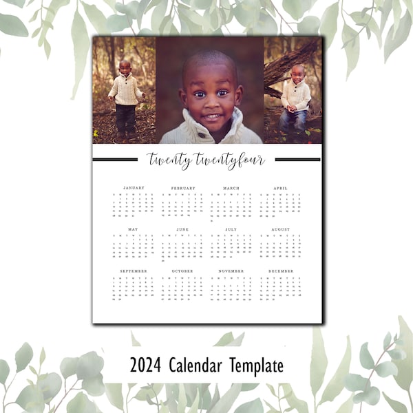 2024 photo calendar template psd file photographer INSTANT DOWNLOAD CS or elements completely customizable color changeable client gift