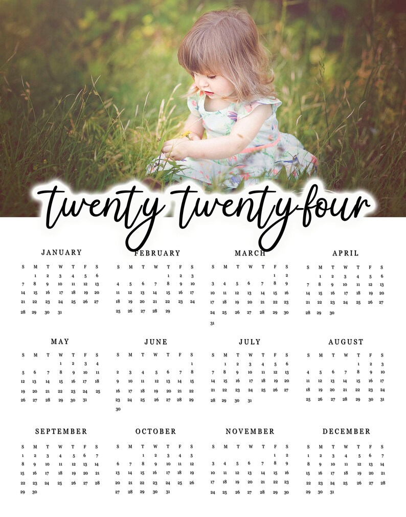 2024 Photo Calendar Template Psd File change Size INSTANT DOWNLOAD CS