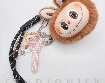 StudioNisy Handmade Süßes Gesicht Labubu Kopf Plüschy Schlüsselanhänger oder Taschenanhänger Labubu