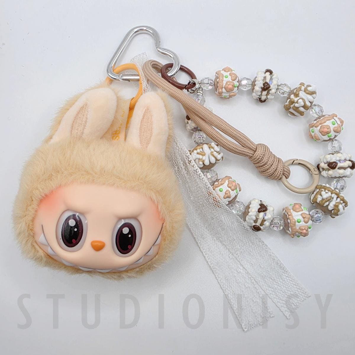 StudioNisy Handmade Labu Head HAS Plushy Schlüsselanhänger, oder Taschenanhänger Labubu Kopf,