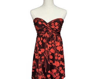 Vestido sin tirantes Y2K de Alyn Paige, floral, para fiesta, cóctel, marrón, naranja, talla M, estilo twee