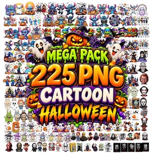 225+ tecknade megapaket png, skräckfilmsdesigner, retro halloween png-paket, höst png-paket,